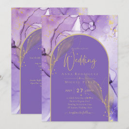 Tinte Abstrakt LILA GOLD Lavendel Wedding INVITE Einladung