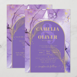 Tinte Abstrakt LILA GOLD Lavendel Wedding INVITE Einladung
