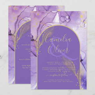 Tinte Abstrakt LILA GOLD Lavendel Wedding INVITE Einladung