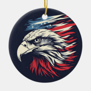 Tinte Adler & Amerikanische Flagge Kunst Freiheit  Keramik Ornament