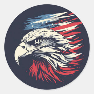 Tinte Adler & Amerikanische Flagge Kunst Freiheit Runder Aufkleber