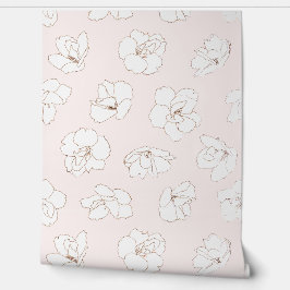 🌸 Tinte auf weißen Kirschblüten über blassrosa Tapete