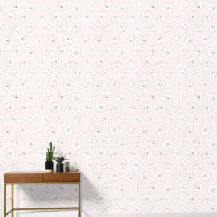 🌸 Tinte auf weißen Kirschblüten über hellrosa Tapete