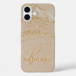 Tinte aus Alkohol Glitter-Monogramm-Etui - Mate iP iPhone 16 Plus Hülle