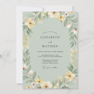 Tinte Blassgelber Kranz Hochzeit Einladung