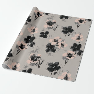 Tinte-Blüten-Dunkles Geschenkpapier