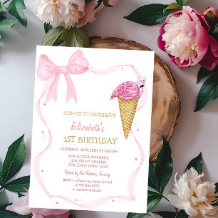 Tinte Bow Ice Creme Streifen Geburtstag Einladung
