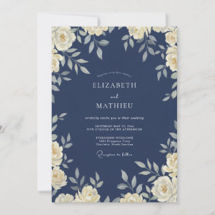 Tinte Elfenbein Blatt Hochzeit Einladung