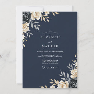 Tinte Elfenbein Gemalte Hochzeit Einladung