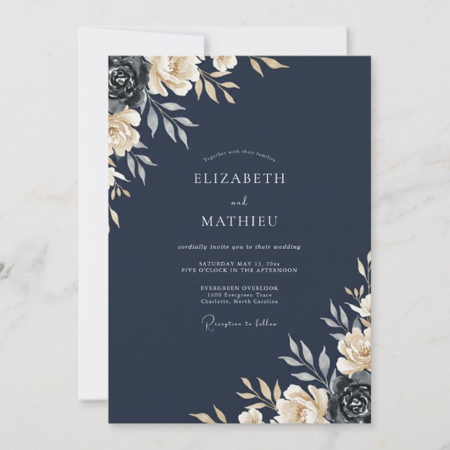 Tinte Elfenbein Gemalte Hochzeit Einladung (Vorderseite)