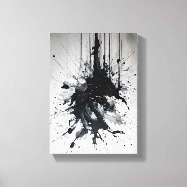 Tinte Eruption Dramatischer Schwarzer Spritzer Leinwanddruck (Vorderseite)