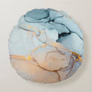 Tinte, Farbe, abstrakt. Nahaufnahme des Gemäldes. Rundes Kissen