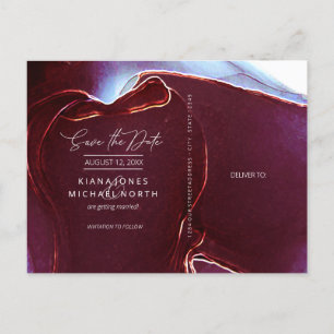 Tinte Flow Wedding Save the Date Burgundy ID762 Ankündigungspostkarte