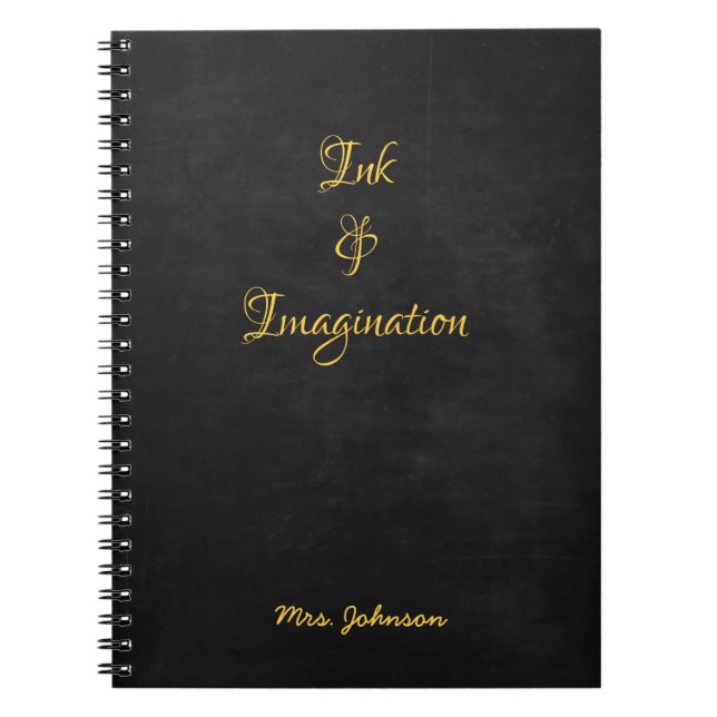 Tinte & Imagination Gold und Schwarz Notizblock (Vorderseite)
