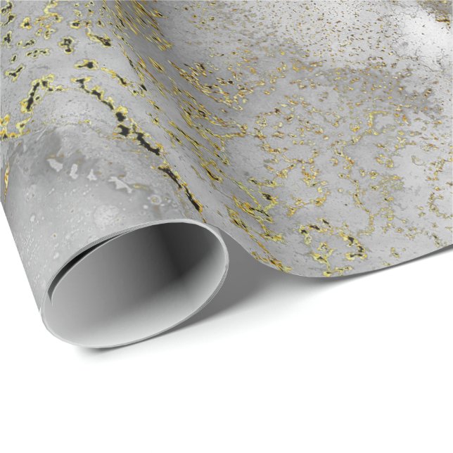 Tinte Kupfer Gold Liquid Paint Gray Schwarz-weiß Geschenkpapier (Rolleneckpunkt)