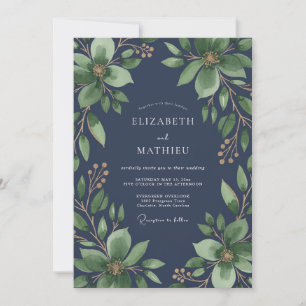 Tinte Magnolie Blatt Hochzeit Einladung