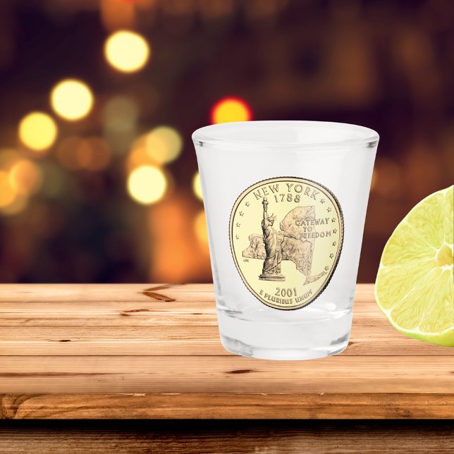 Tinte New York Staat Quarter Design Shot Glass Schnapsglas (Von Creator hochgeladen)