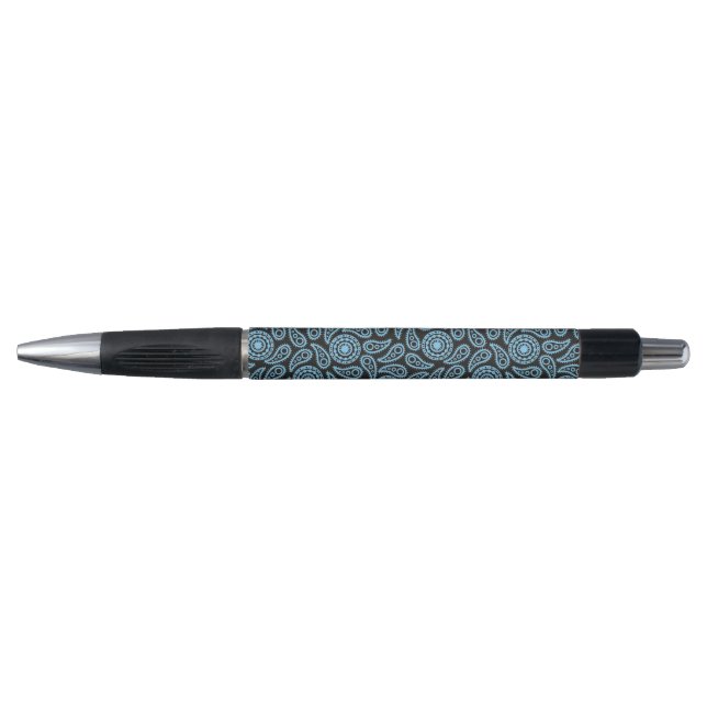 Tinte Pen Black & Blue Paisley Print Kugelschreiber (Vorderseite)