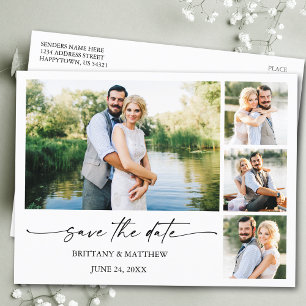 Tinte Pen Script 4 Foto Modernes Save the Date Postkarte