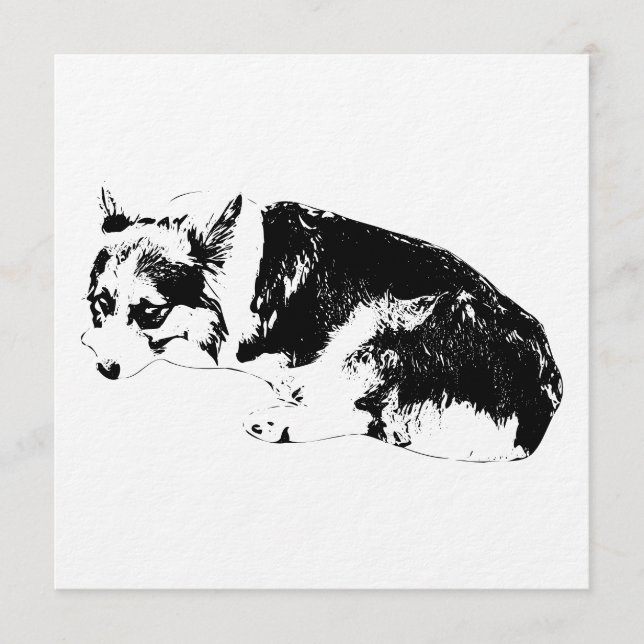 Tinte sammeln, gemütlicher Corgi Einladung (Vorderseite)