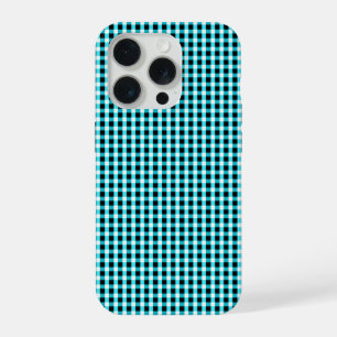Tinte und Aqua-Geometrie : Kariert Aqua und Schwar iPhone 15 Pro Hülle