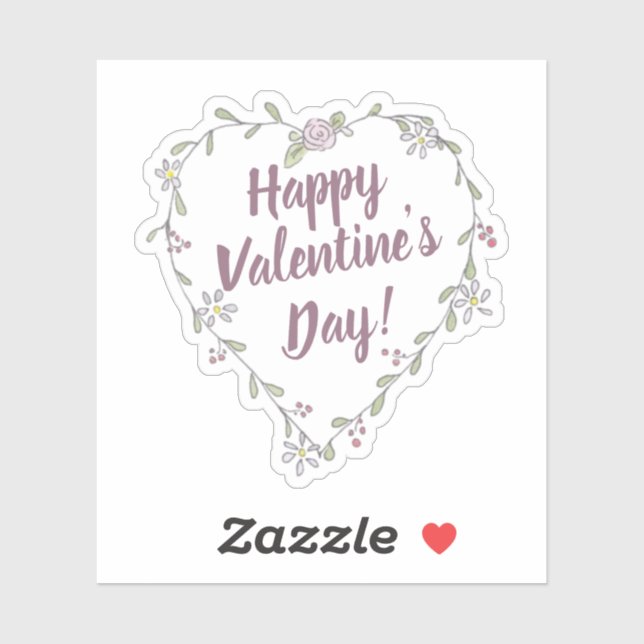 Tinte und Aquarell Flora Valentinerkranz Aufkleber (Blatt)