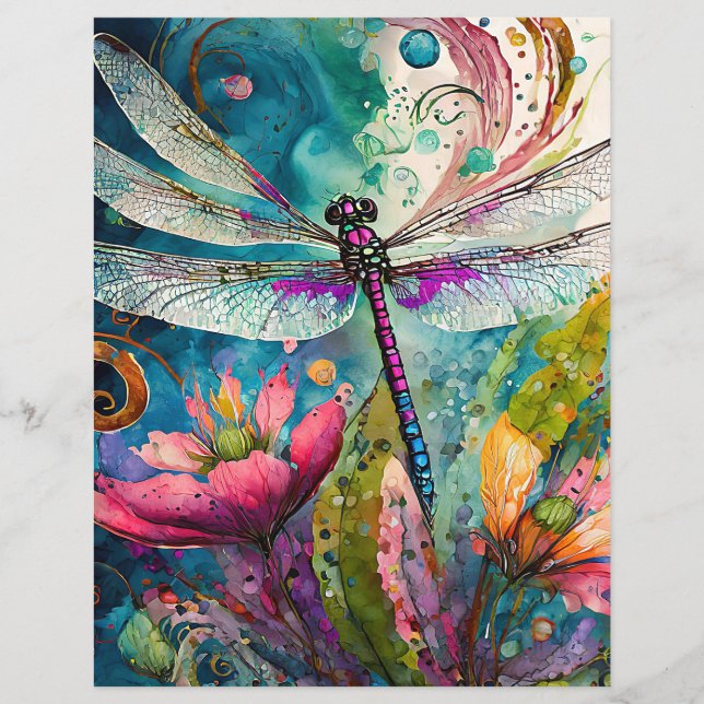 Tinte und Pen Watercolor Dragonfly Scrapbook (Vorderseite)