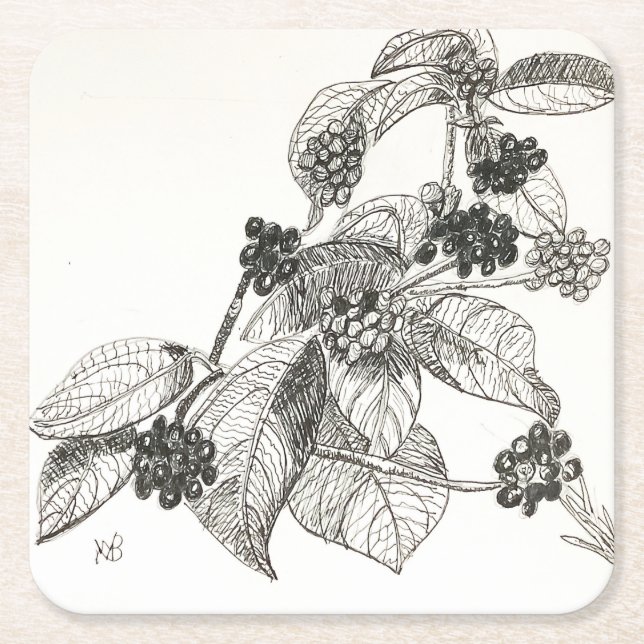 Tinte und Tinte Brombeeren Rechteckiger Pappuntersetzer (Vorderseite)