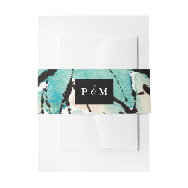 Tinte und Wasser - individuell anpassbare Hochzeit Einladungsbanderole (Vorderseite Beispiel)