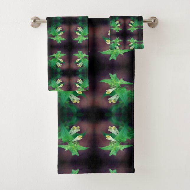 Tinte weiße Wildblume Nah Abstrakt Badhandtuch Set (Insitu)