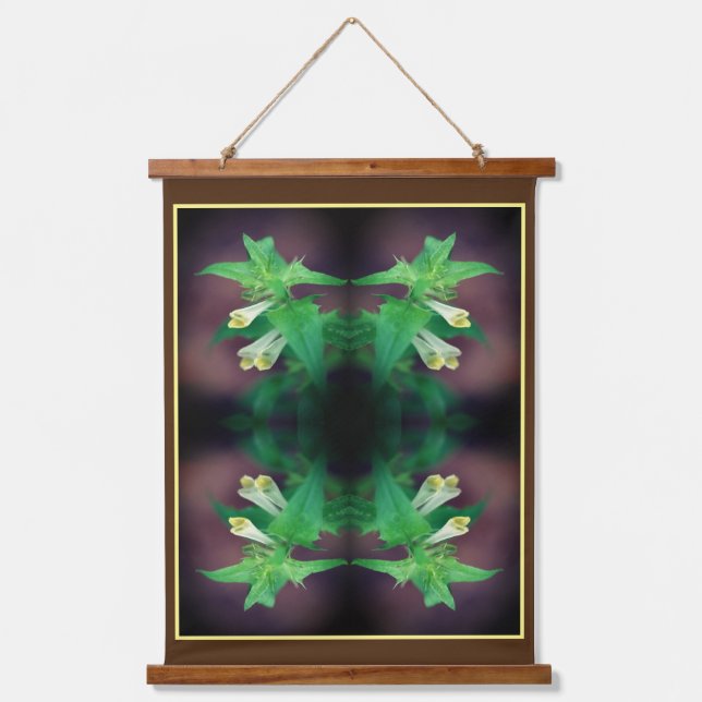 Tinte weiße Wildblume Nah Abstrakt Wandteppich Mit Holzrahmen (Vorderseite)