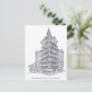 Tinte Zeichnend Columbus Tower, San Francisco, CA Postkarte