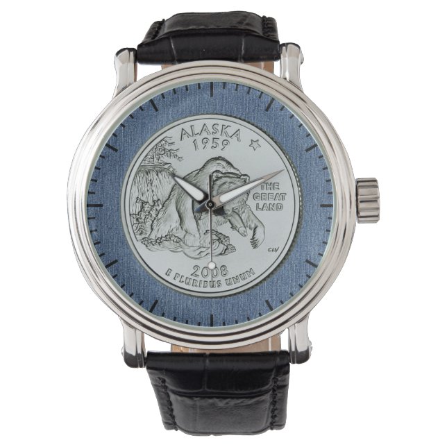 Tinted Alaska Staat Quarter Design Armbanduhr (Vorderseite)