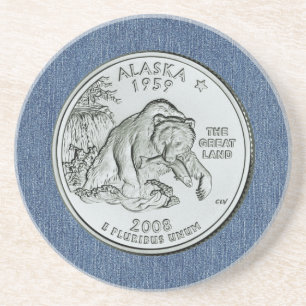 Tinted Alaska Staat Quarter Design Getränkeuntersetzer