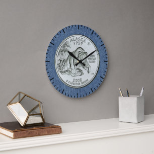 Tinted Alaska State Quarter Design Große Wanduhr