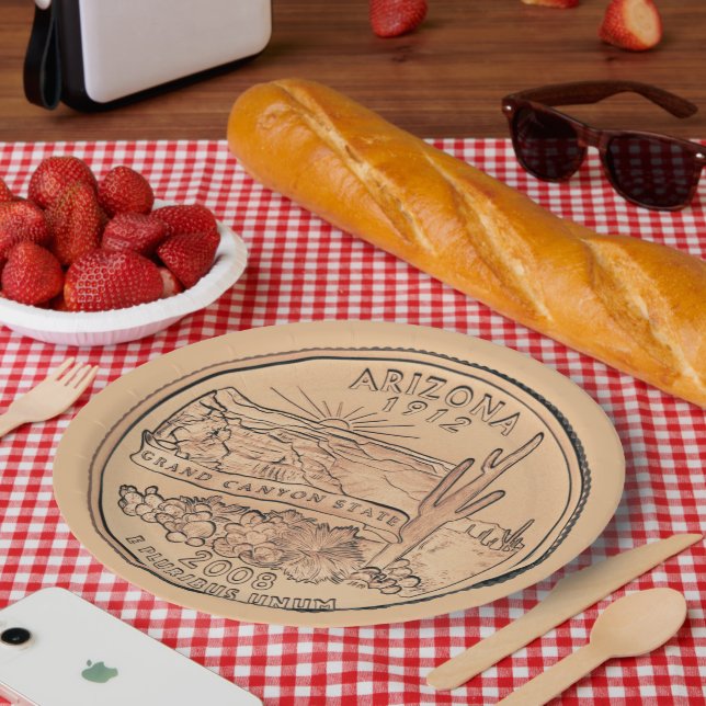 Tinted Arizona Staat Quarter Design Pappteller (Picknick)