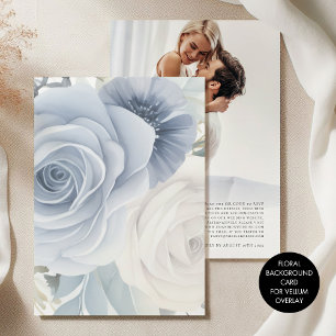 Tinted Blue Florals Hintergrund für Vellum Wedding Einladung