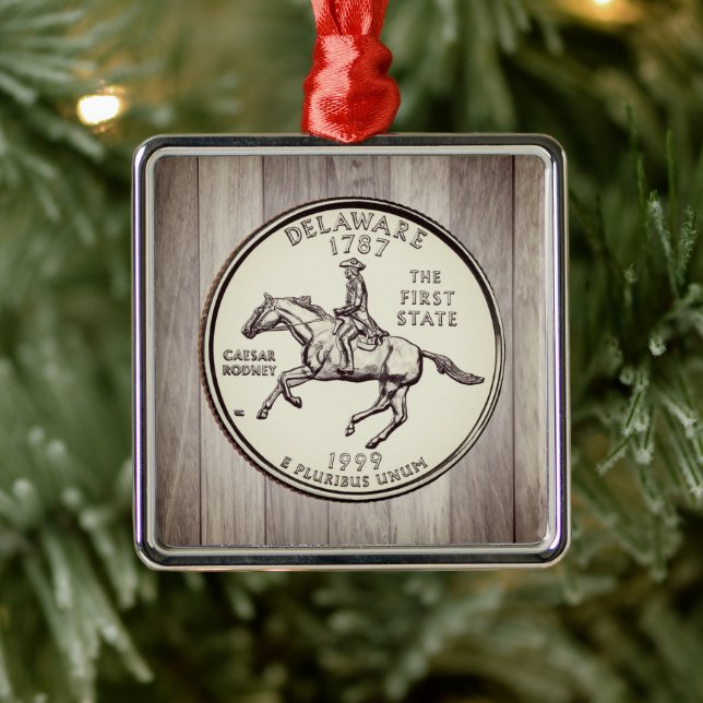 Tinted Delaware Staat Quarter Ornament Aus Metall (Baum)
