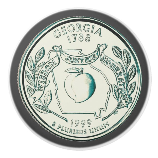 Tinted Georgia Staat Quarter Design Keramikknauf (Vorderseite)