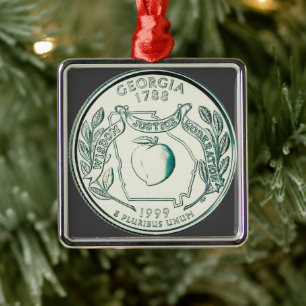 Tinted Georgia Staat Quarter Ornament Aus Metall