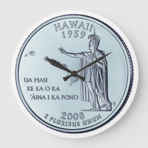 Tinted Hawaii Staat Quarter Design  Große Wanduhr