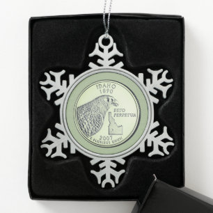 Tinted Idaho Staat Quarter Schneeflocken Zinn-Ornament