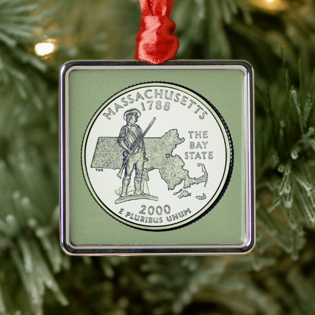 Tinted Massachusetts Staat Quarter Ornament Aus Metall (Baum)