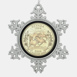 Tinted Nevada Staat Quarter Schneeflocken Zinn-Ornament