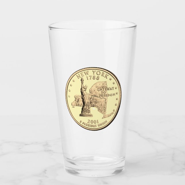 Tinted New York Staat Quarter Design Glas (Vorderseite)