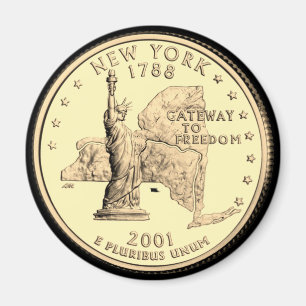 Tinted New York Staat Quarter Design Magnet