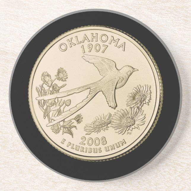 Tinted Oklahoma Staat Quarter Design Getränkeuntersetzer (Vorne)