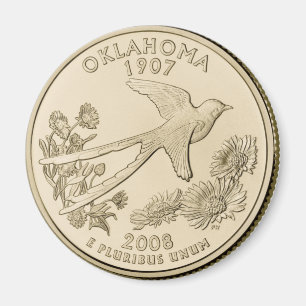 Tinted Oklahoma Staat Quarter Design Magnet