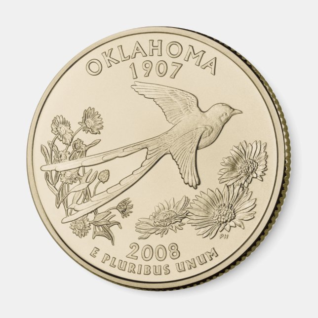 Tinted Oklahoma Staat Quarter Design Magnet (Vorne)