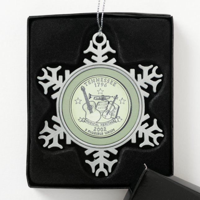 Tinted Tennessee Staat Quarter Schneeflocken Zinn-Ornament (Box)